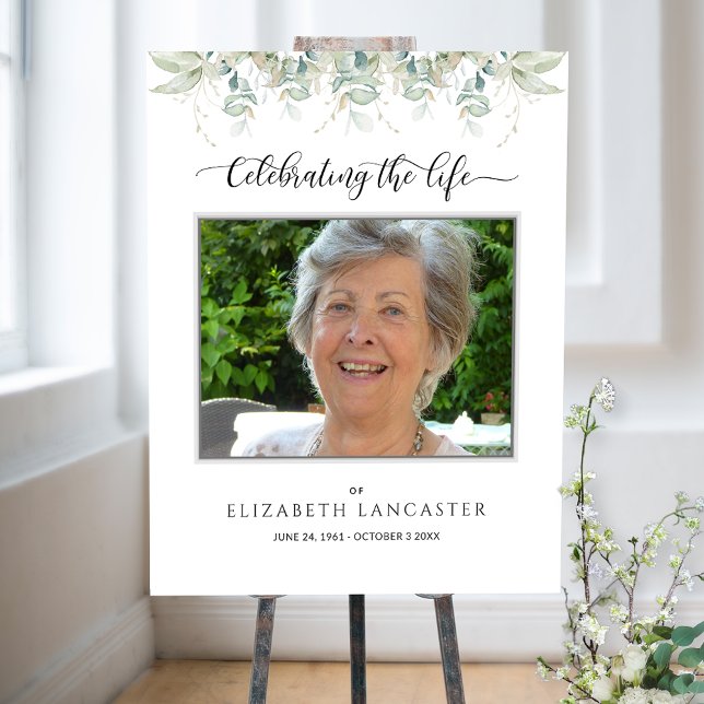 Poster Sinal de boas-vindas do Funeral Foto Elegante Gree (Criador carregado)