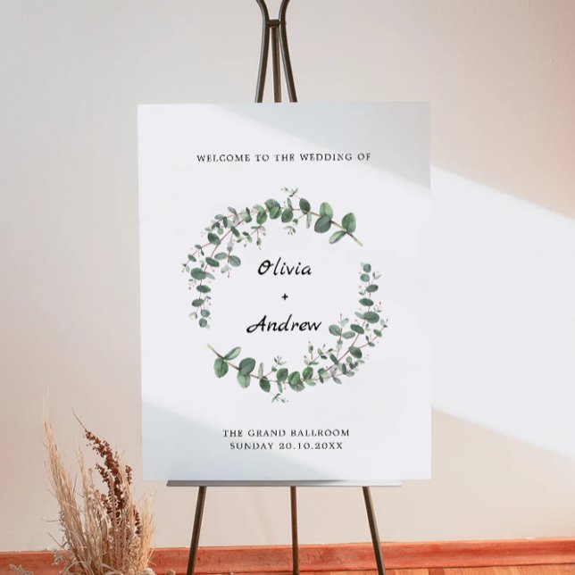 Poster Sinal de Boas-vindas do Greenery Wedding (Greenery Wedding Welcome Sign)