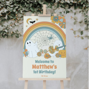 Poster Sinal de Boas-vindas do Groovy Spooky Halloween Gh