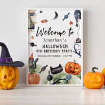 Sinal de Boas-vindas do Halloween do Aniversário d