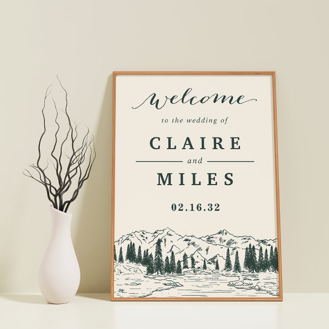 Poster Sinal de Boas-vindas do Hunter Green Mountain Sket (Criador carregado)