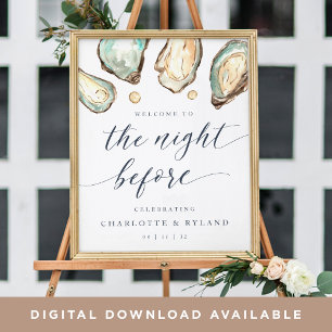 Poster Sinal de boas-vindas do Janto de ensaio de ostras 