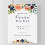 Poster Sinal de Boas-vindas do Janto de Ensaio Floral Ele<br><div class="desc">Este elegante sinal de boas-vindas do janto de ensaio floral é perfeito para um ensaio de casamento de verão. A design apresenta buquês perfeitamente desenhados à mão de rosa,  pincelado,  amarelo,  burgundy,  vermelho,  indigo e folhagem verde,  inspirando beleza natural.</div>