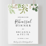 Poster Sinal de boas-vindas do Janto de ensaio simples Eu<br><div class="desc">Este simples sinal de boas-vindas do janto de ensaio de eucalipto é perfeito para um ensaio de casamento moderno. A design apresenta lindas folhas verdes de eucalipto pintadas artesanalmente,  dispostas em formas geométricas,  inspirando beleza natural.</div>