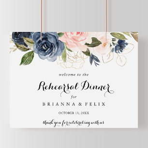 Poster Sinal de Boas-vindas do Janto Horizontal Floral
