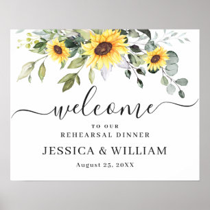 Poster Sinal de boas-vindas do JANTO Sunflower Eucalyptus