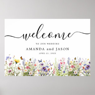 Poster Sinal de boas-vindas do Jardim de Flores Selvagens