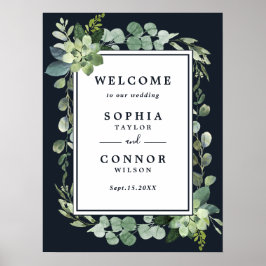 Poster Sinal de Boas-vindas do Marinho Azul de Meia-Noite