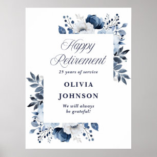 Poster Sinal de Boas-vindas do marinho Blue Floral Retire