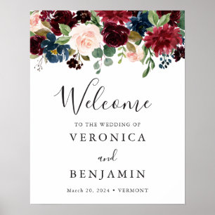 Poster Sinal de boas-vindas do Marinho Burgundy