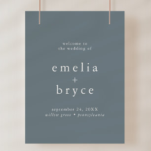 Poster Sinal de boas-vindas do Marinho EMELIA Simple Wedd