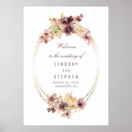 Poster Sinal de boas-vindas do Mauve e do Casamento vinta