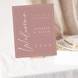 Poster Sinal de Boas-vindas do Mínimo Dusty Script Pink