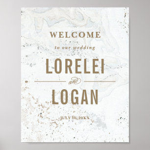 Poster Sinal de Boas-vindas do Modern Marble Preto