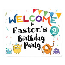 Sinal de boas-vindas do Monster Birthday