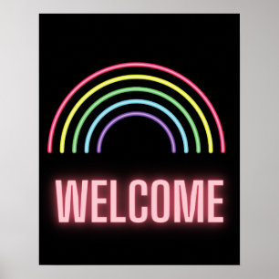 Poster Sinal de boas-vindas do Neon Rainbow