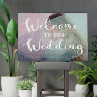 Sinal de boas-vindas do Pastel Color Photo Wedding
