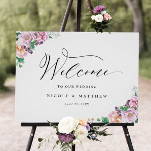 Poster Sinal de Boas-vindas do Pastel Joyful Floral Weddi