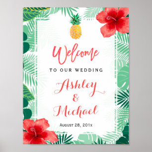 Póster Sinal de Boas-Vindas do Pineapple Hibiscus
