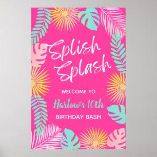 Poster Sinal de boas-vindas do piscina Party   Sinal de P