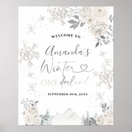 Poster Sinal de boas-vindas do primeiro aniversario com f