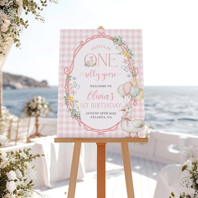 Póster Sinal de boas-vindas do primeiro aniversario Goose (Criador carregado)