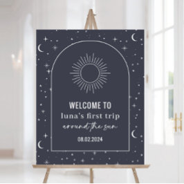 Poster Sinal de boas-vindas do primeiro aniversario Marin