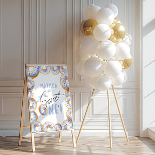 Poster sinal de boas-vindas do primeiro aniversario rosqu