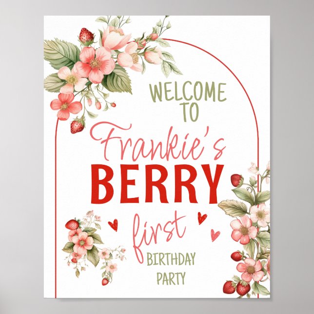 Poster Sinal de Boas-vindas do Primeiro Berry Birthday (Frente)