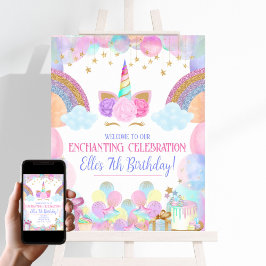 Poster Sinal de boas-vindas do Rainbows e do Unicorns Fes