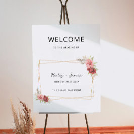 Poster Sinal de boas-vindas do rosa Wedding