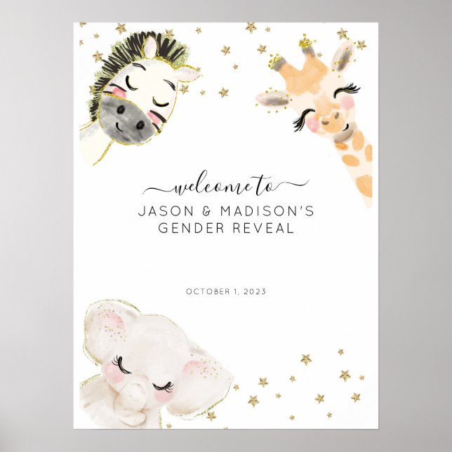 Poster Sinal de Boas-vindas do Safari Animal Gender (Frente)