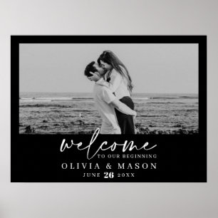 Poster Sinal de Boas-vindas do Script Moderno com Foto