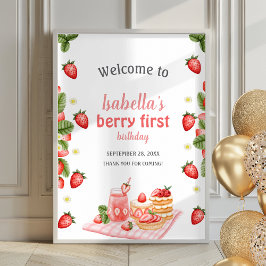 Poster Sinal de boas-vindas do Strawberry Berry First Ber
