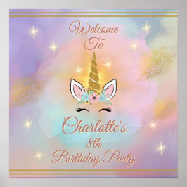 Poster Sinal de boas-vindas do Unicórn mágico | Festa de 