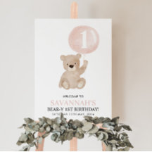 Sinal de boas-vindas do Urso primeiro aniversario