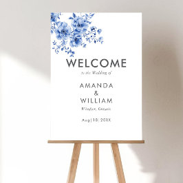 Poster Sinal de boas-vindas do Watercolor Chinoiserie Flo