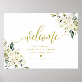 Poster Sinal de boas-vindas do White Floral
