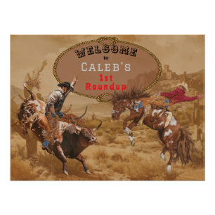 Póster Sinal de boas-vindas do Wild West Rodeo Roundup