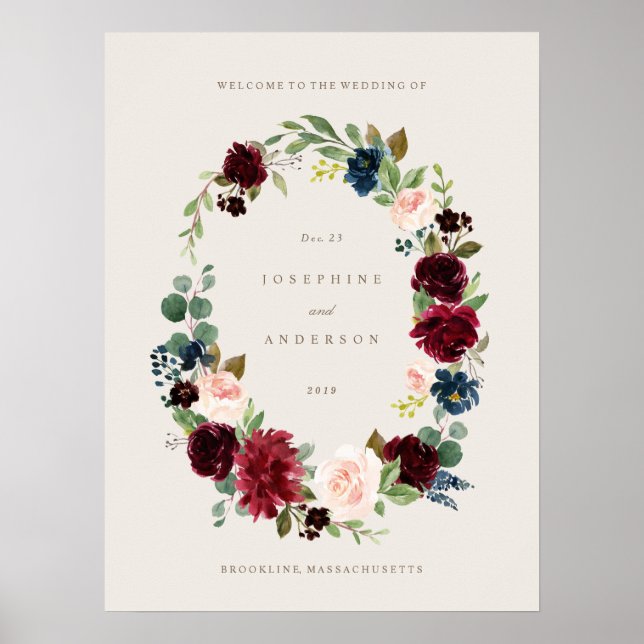 Poster Sinal de boas-vindas do Winter Elegance Wedding (Frente)