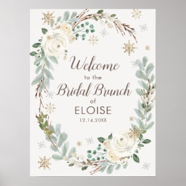 Poster Sinal de boas-vindas do Winter Floral Bridal Brunc