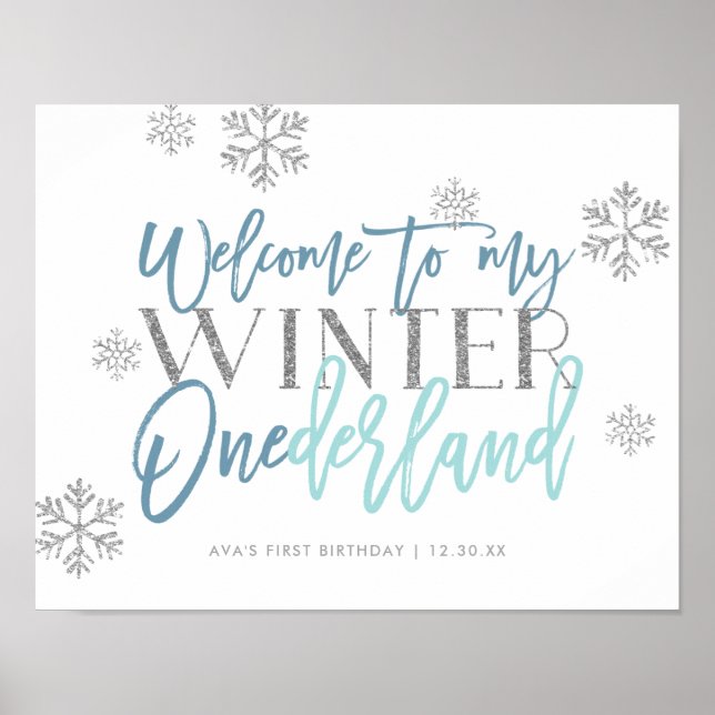 Poster Sinal de Boas-vindas do Winter ONEderland Silver G (Frente)