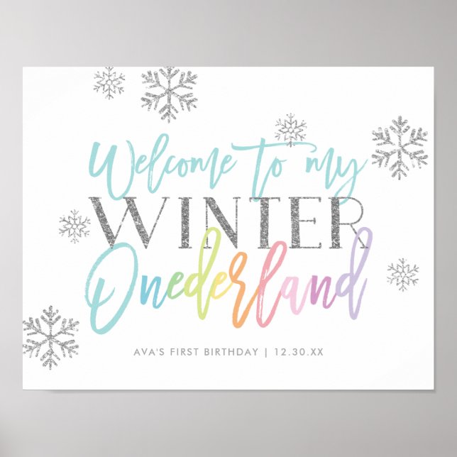 Poster Sinal de boas-vindas do Winter ONEderland Silver R (Frente)