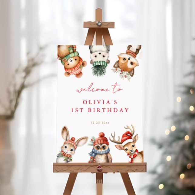 Poster Sinal de boas-vindas dos animais da floresta de in (Criador carregado)