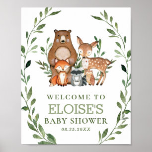 Poster Sinal de Boas-vindas dos Animais da Floresta Verde