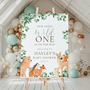 Poster Sinal de boas-vindas dos animais da floresta White