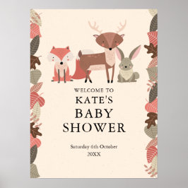 Poster Sinal de boas-vindas dos Chás de fraldas de Woodla