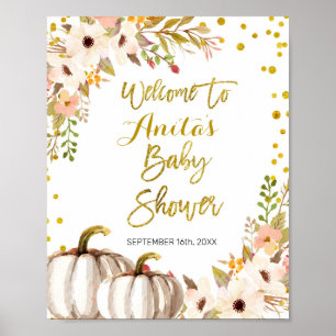 Poster Sinal de boas-vindas Dourado do chá de fraldas da
