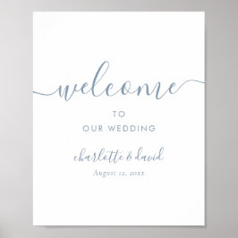Poster Sinal de Boas-vindas Dusty Blue Wedding