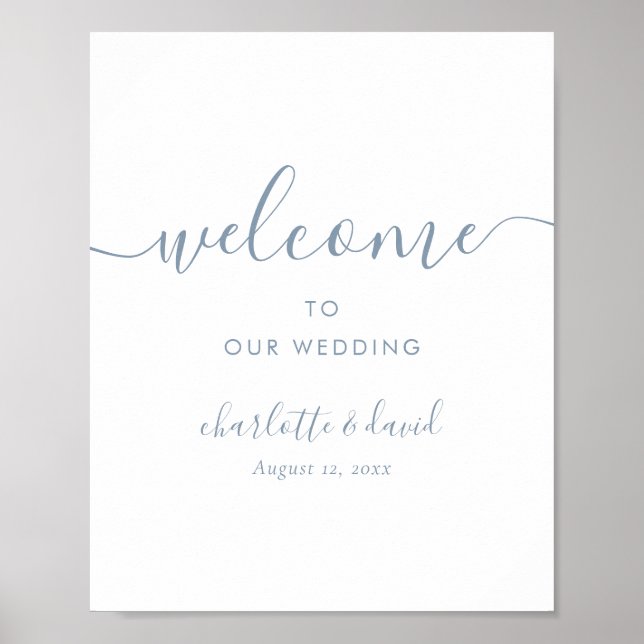 Poster Sinal de Boas-vindas Dusty Blue Wedding (Frente)